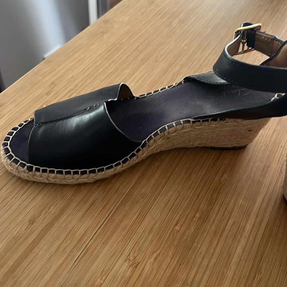 navy blue wedge ankle strap size 7 1/3